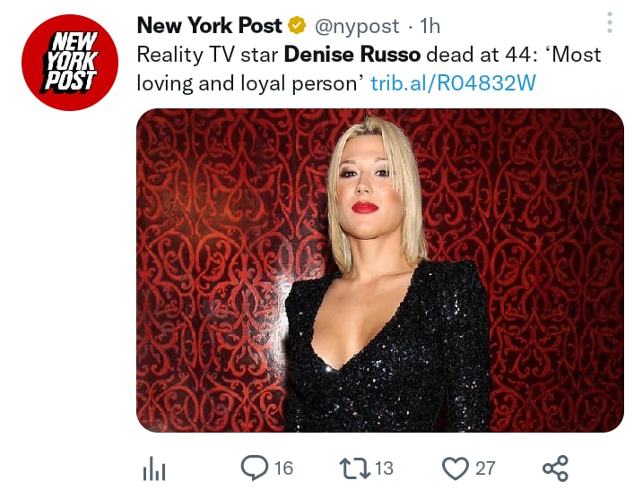 Muere estrella Denise Russo