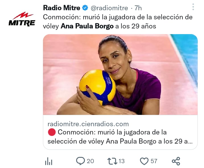 Muere jugadora Paula Borgo