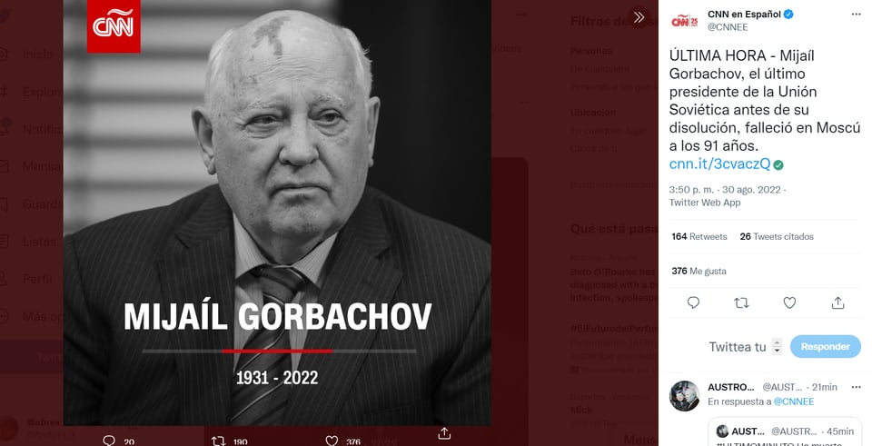 MIKHAIL GORBACHEV DIES