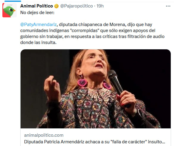 Patricia Armendáriz comunidades indígenas: Trata dejustificarse