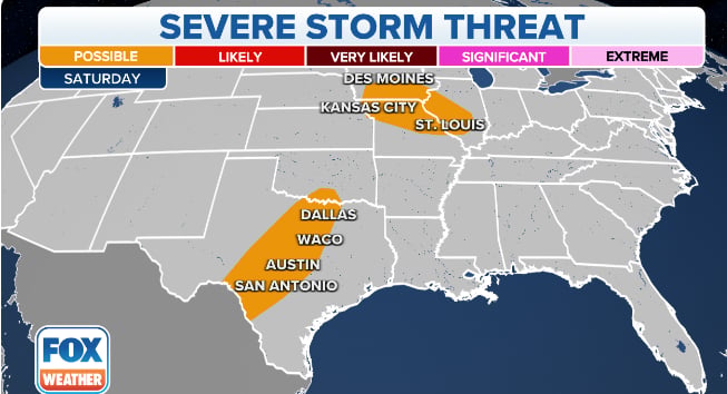 Tornados granizo estado Texas: Clima severo