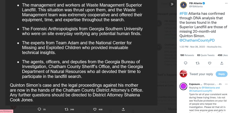 They find remains Quinton Simon: Did they arrest the mother?