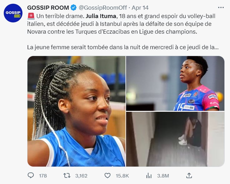 Muere deportista Julia Ituma: "Quiere expresar sus condolencias"
