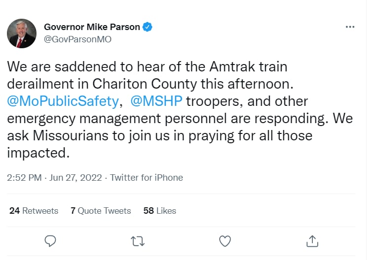 Accidente tren Missouri: "Oren por los afectados"