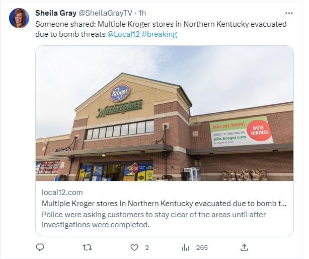 Hace solo dos días, autoridades anunciaron otra amenaza de bomba en un Kroger de Mississippi