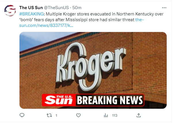 Múltiples tiendas Kroger evacuadas en el norte de Kentucky por temores de 'bomba'