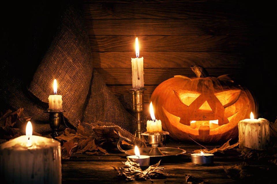 DIY Halloween decorations, candles, pumpkin, holiday, scary
