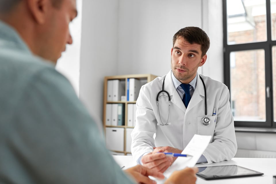 consejo, chequeo, paciente, hombre, doctor