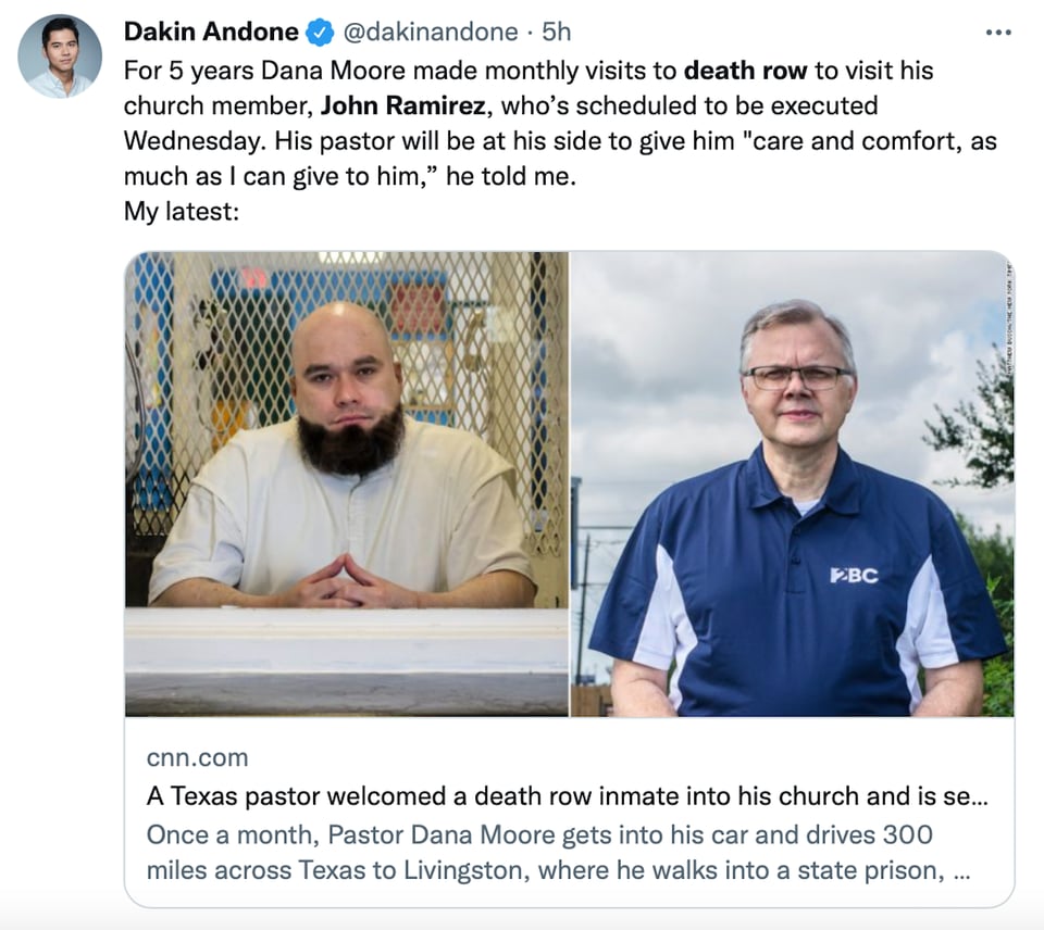 Pastor Dana Moore will accompany the prisoner in his last moments