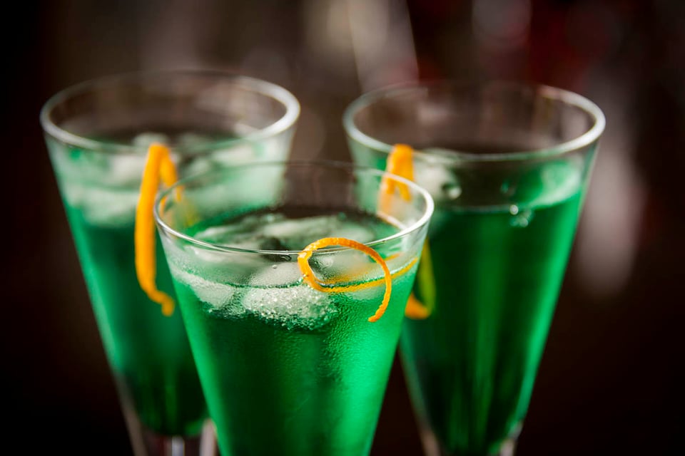 De color verde, cócteles, menta, bebida, alcohol.