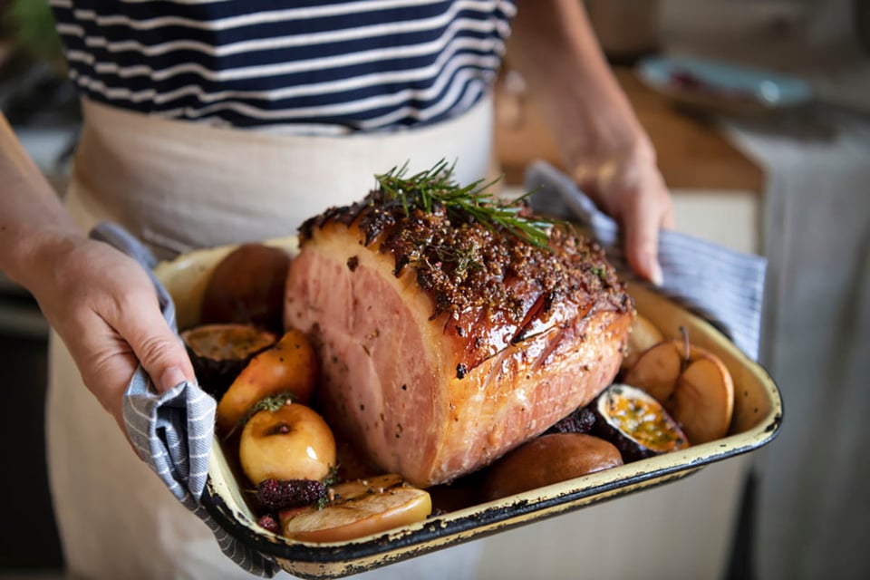 cómo cocinar jamón cubano, jamón cubano, adobo, ajo, cítricos, hierbas