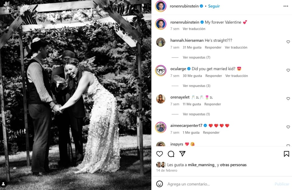 Ronen Rubinstein bisexual, boda, secreto, matrimonio, MundoNOW