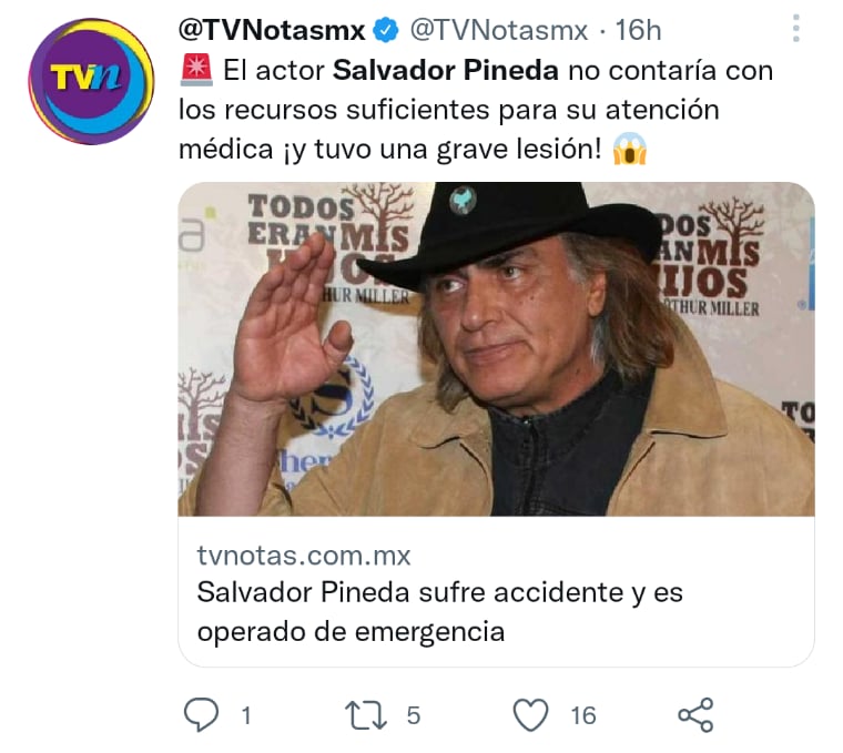 Salvador pineda sufre accidente