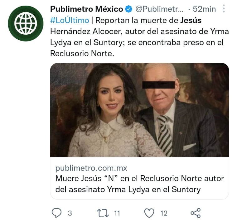 Muere asesino Yrma Lydya