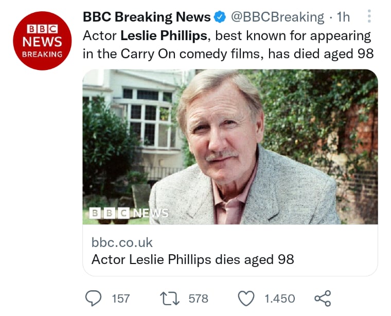 Muere actor Leslie Phillips