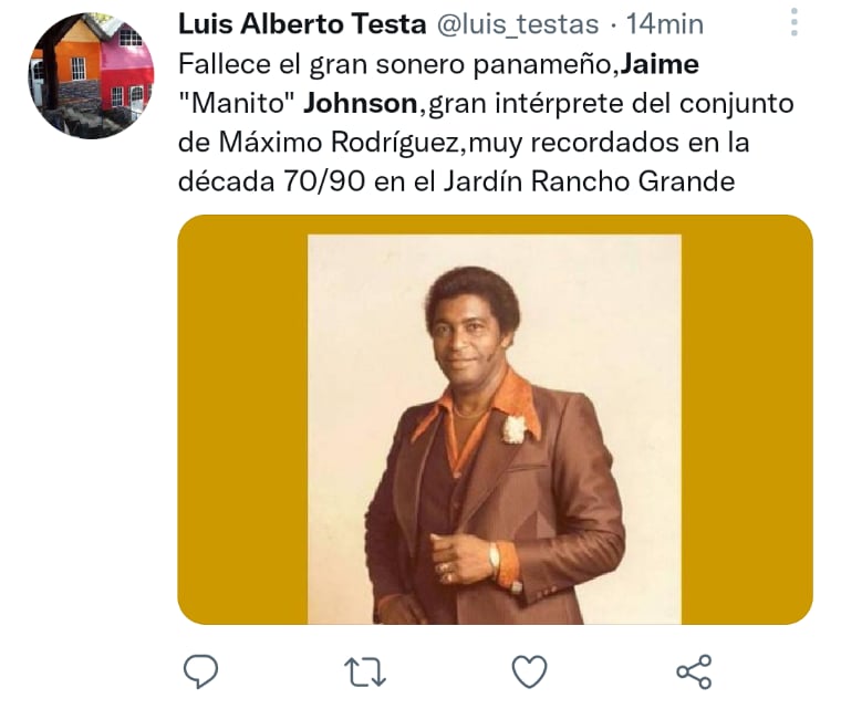 Muere cantante Jaime Johnson