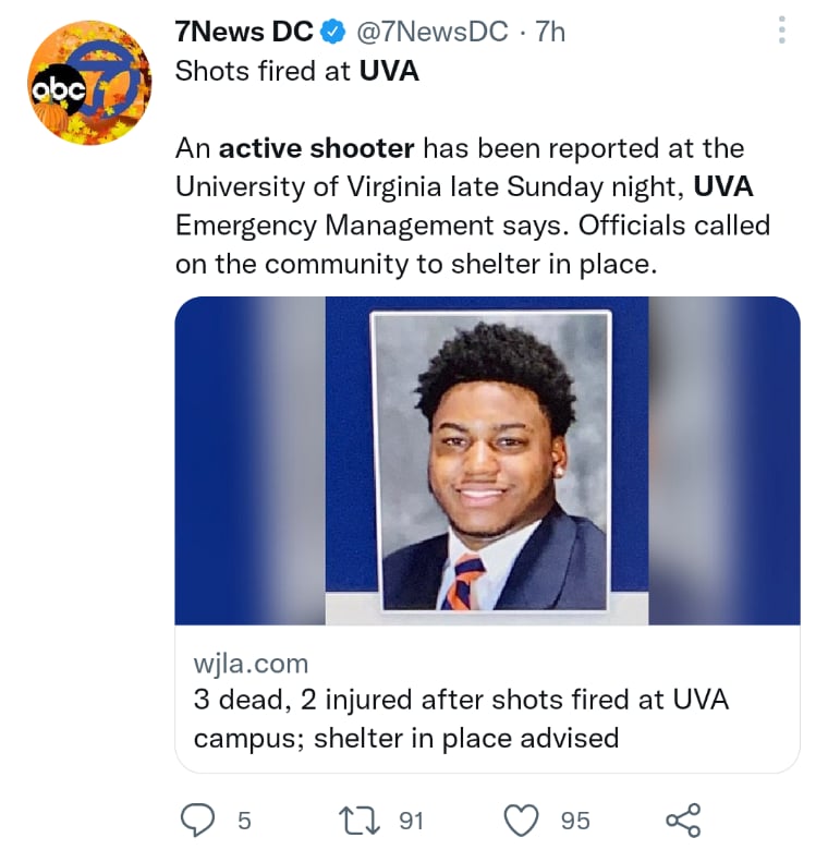 Suspendieron las clases este lunes tras el tiroteo al interior del campus de UVA