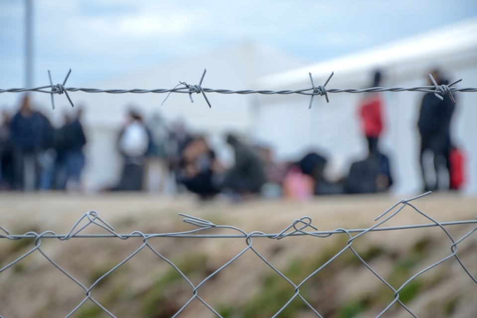 paso, declinado, fila, inmigración, refugio