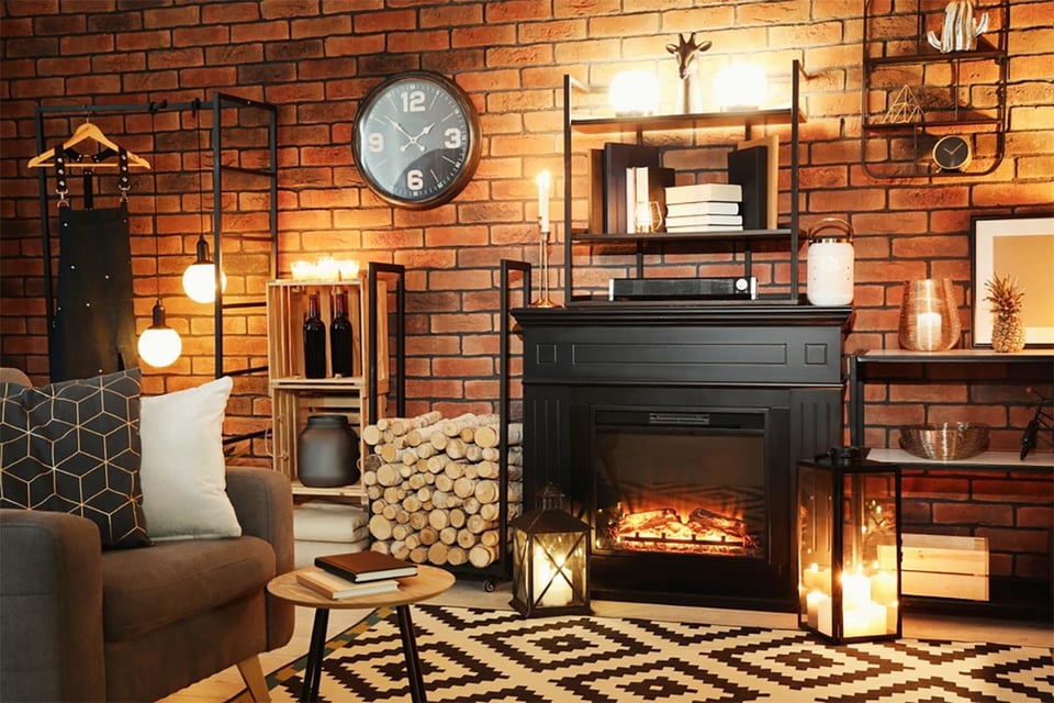 consejos de decoración invierno, salón, chimenea, Sillón, decoración, invierno