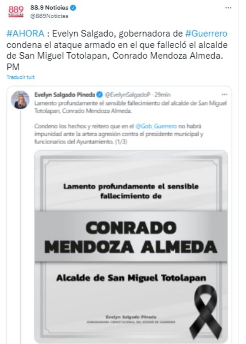 Mayor Conrado Mendoza is assassinated: At least ten people are reported dead