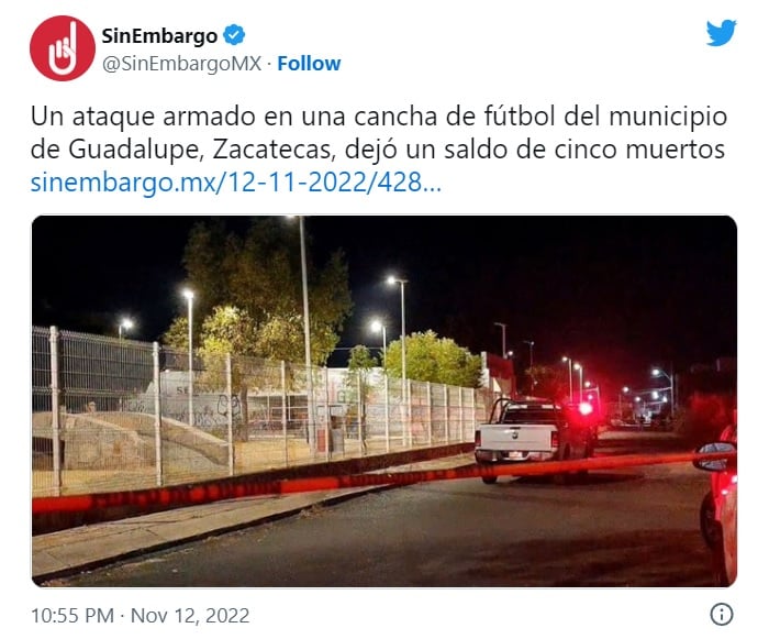 Armed attack in Mexico leaves five soccer players dead