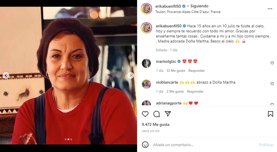 Erika Buenfil recuerda muerte