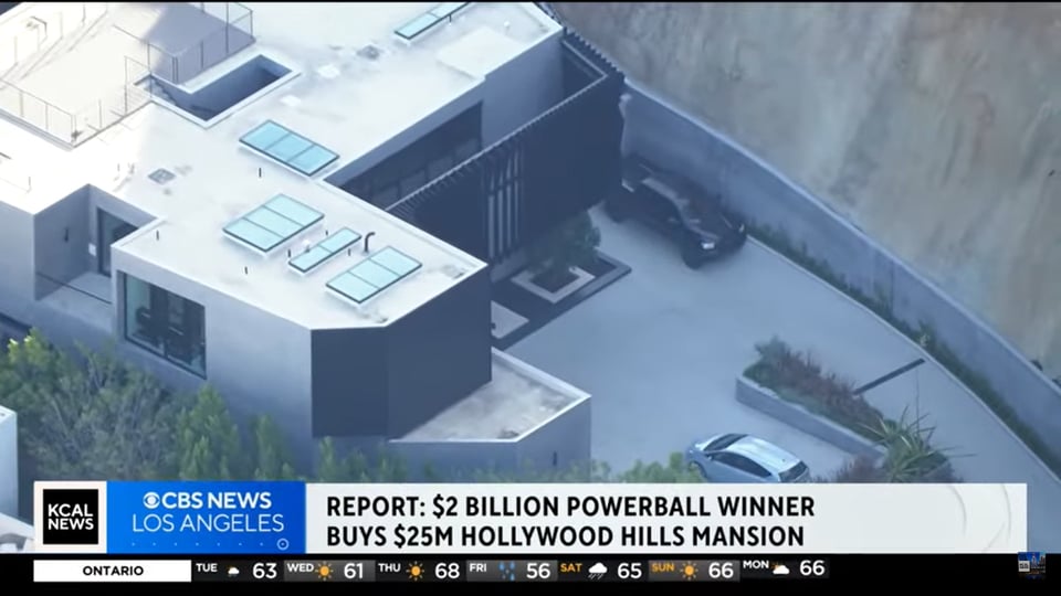 Ganador del sorteo Powerball se compró una lujosa mansión en Hollywood