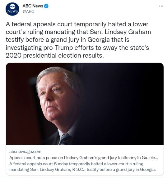 Lindsey Graham avoids testifying in Georgia…for now