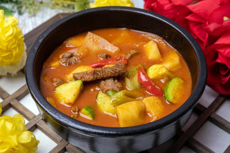 Guiso, Patata, Pimiento Rojo, Olla, caldo