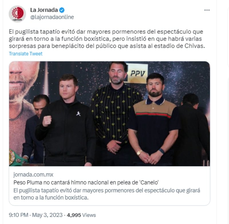 Canelo Álvarez revela quien entonará el Himno de México