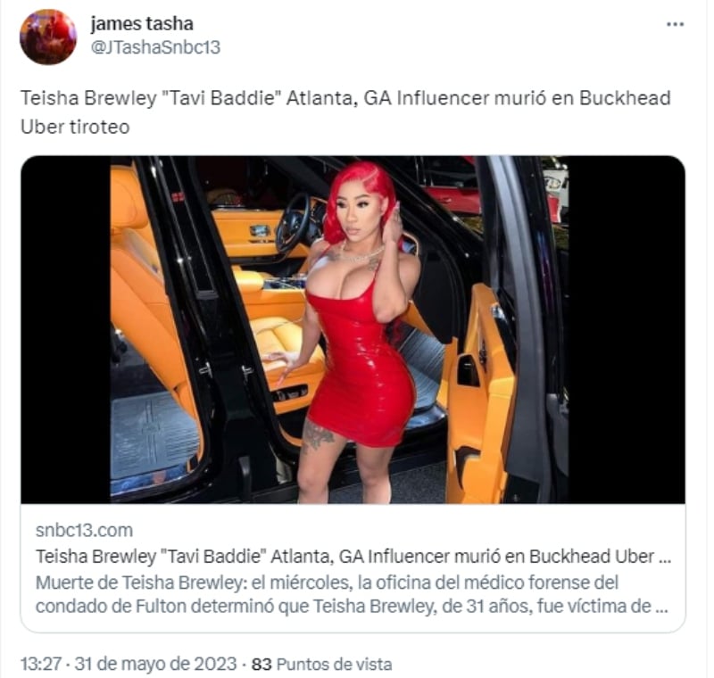 Influencer Teisha Brewley was murdered
