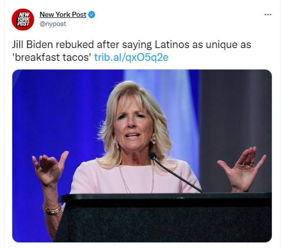 Jill Biden lambasted for strange comment about Latinos