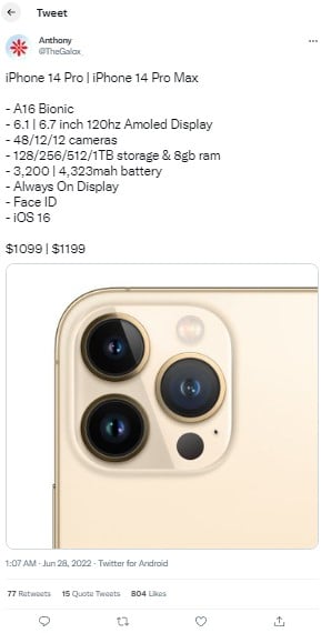 Filtran datos iPhone 14