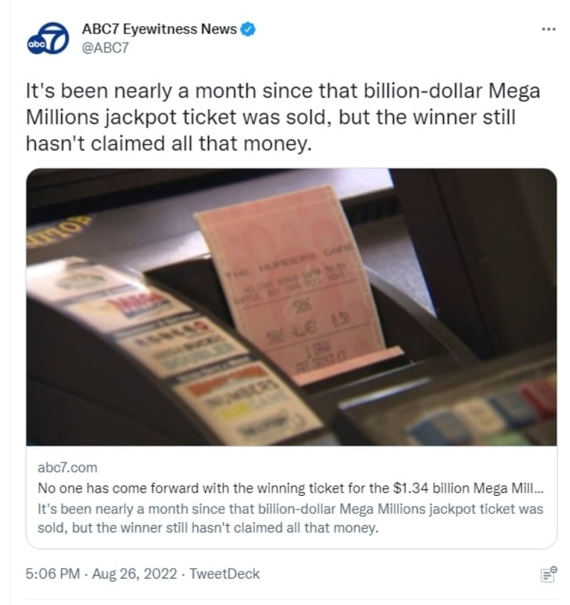 No han reclamado el premio del Billón de dólares de Mega Millions