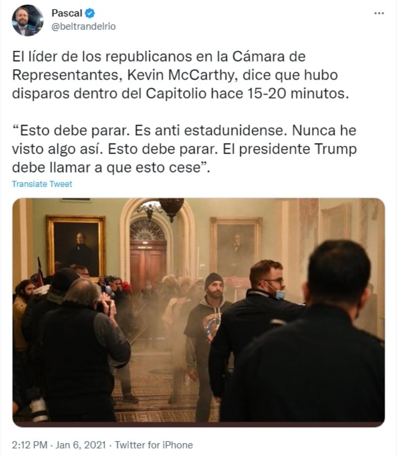 Did you oppose the invasion of the Capitol?