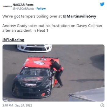 Piloto de Nascar golpes corredor