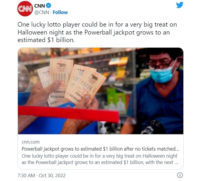 Premio mayor de Powerball alcanza los 1,000 millones de dólares