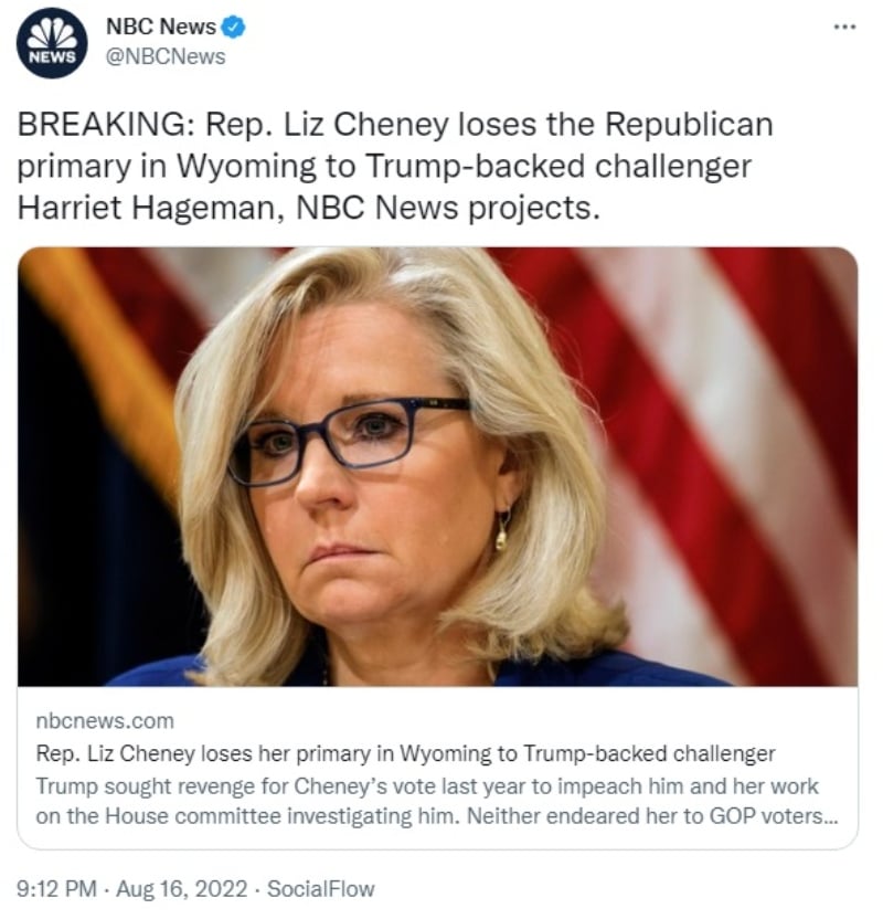 Liz Cheney loses the Republican primary