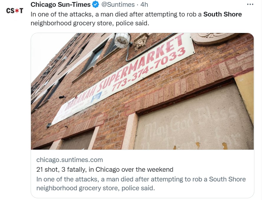 Chicago Market Robber Shooting