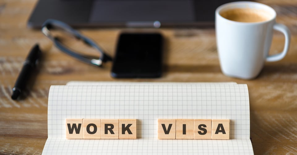 Visa de trabajo escrito en inglés