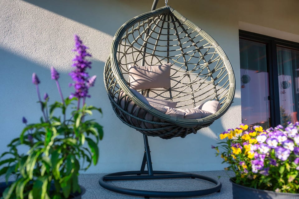 vestir, lágrima, silla colgante, al aire libre, jardín