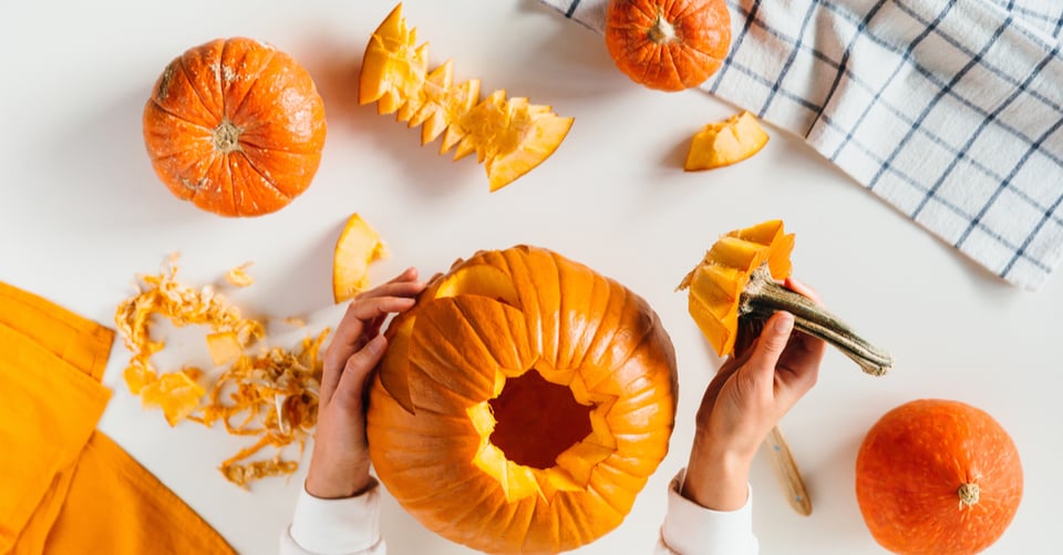 Pumpkin seen from above with the top removed
