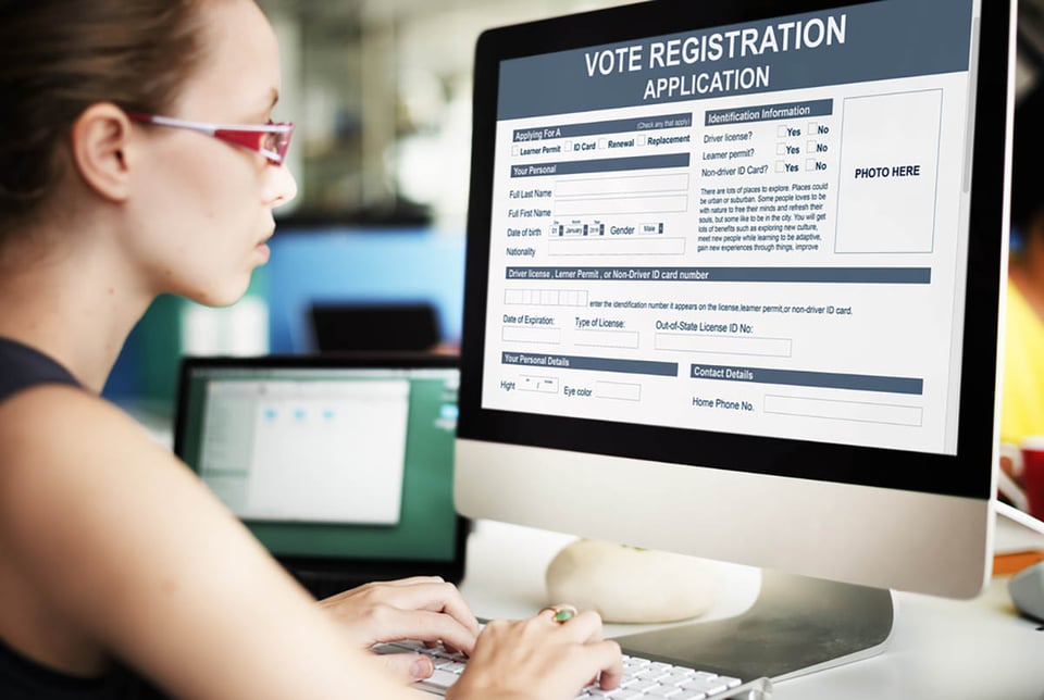 registro de votantes en línea, concepto, votación en línea, computadora, Cómo votar 