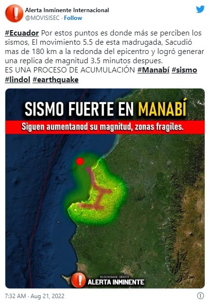 Ecuador también tembló este domingo