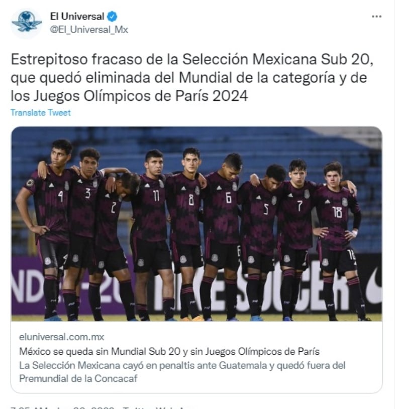 Sub 20 eliminada mexicanos: El peor fracaso