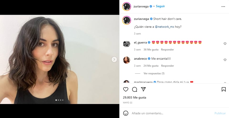 Zuria Vega de luto